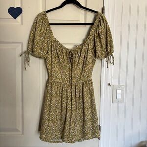 Urban Outfitters Eden Backless Floral Puff Sleeve Dress Playsuit Skort